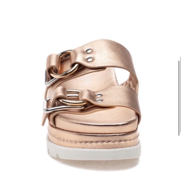 NWT J/SLIDES BAHA Rose Gold Leather Sandal - Picture 3 of 16